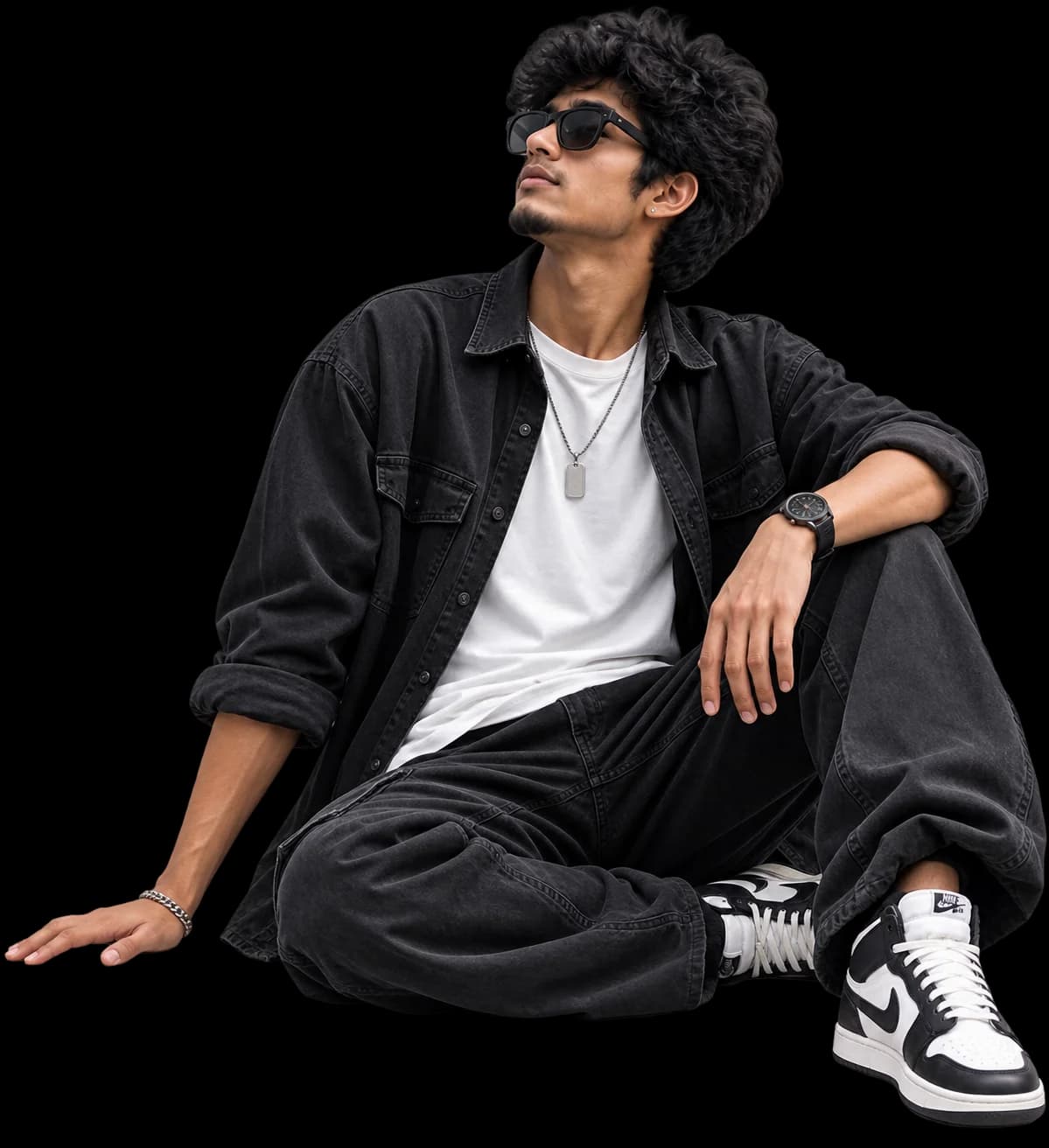 Next Generation menswear model wearing contemporary streetwear in Kumbakonam